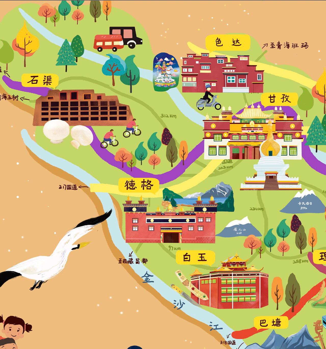 观山湖手绘地图景区的文化宝库